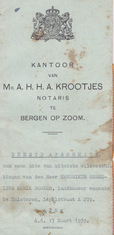 testament harrie bogers erfgenaam fort de roovere