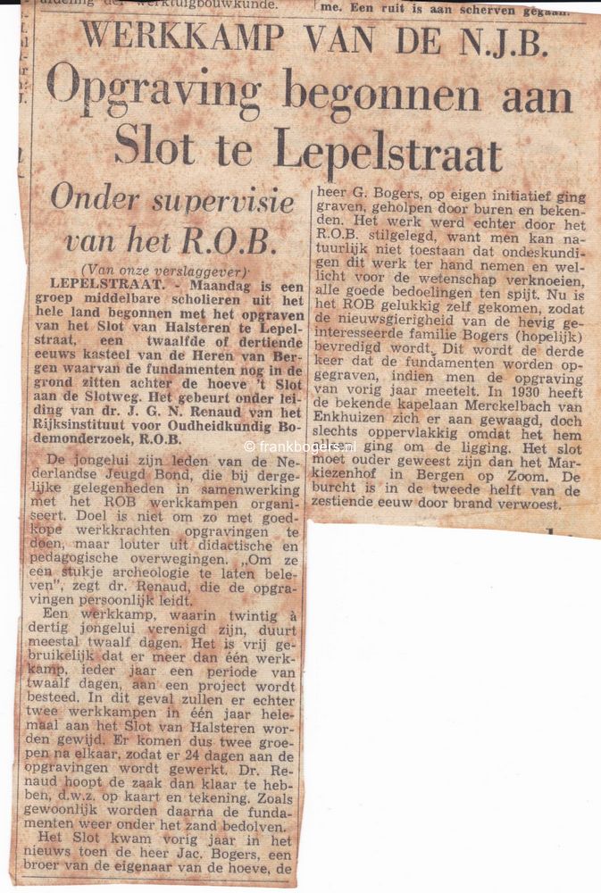 opgravingen in de krant het slot kasteel van halsteren