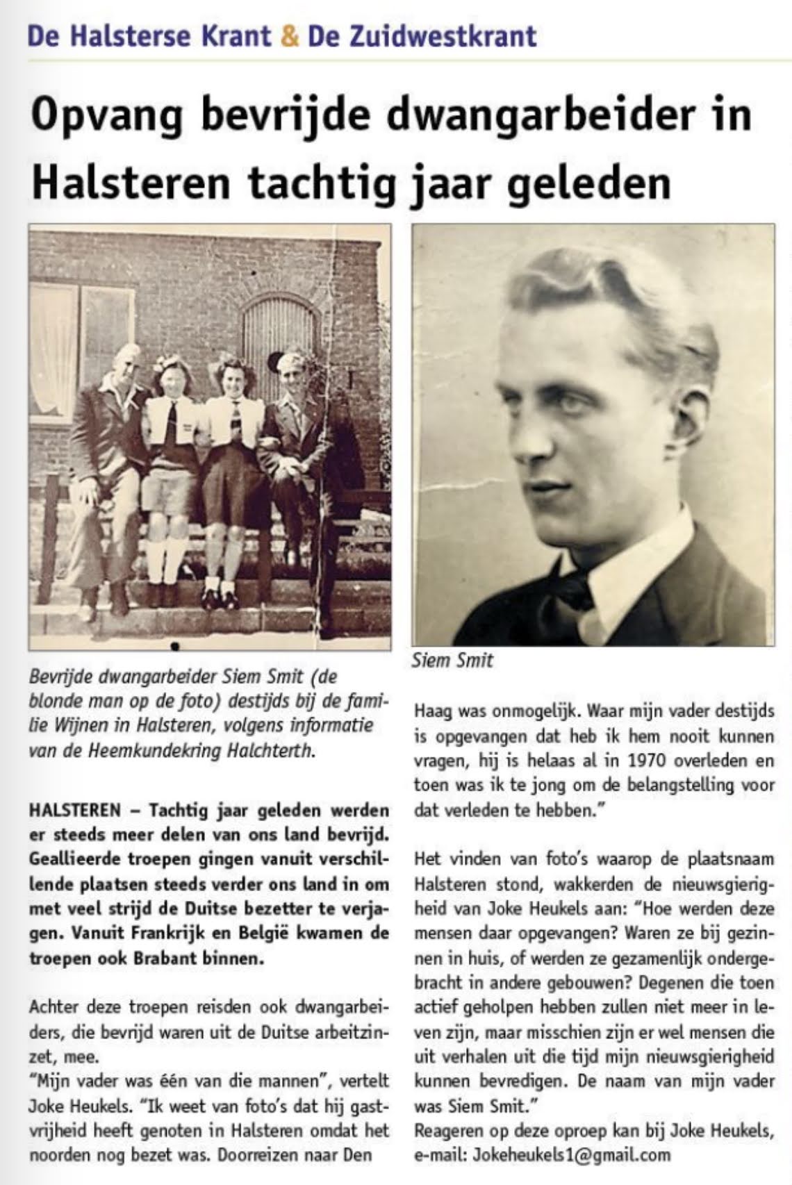 dwangarbeider siem smet in halsteren bij de familie wijnen